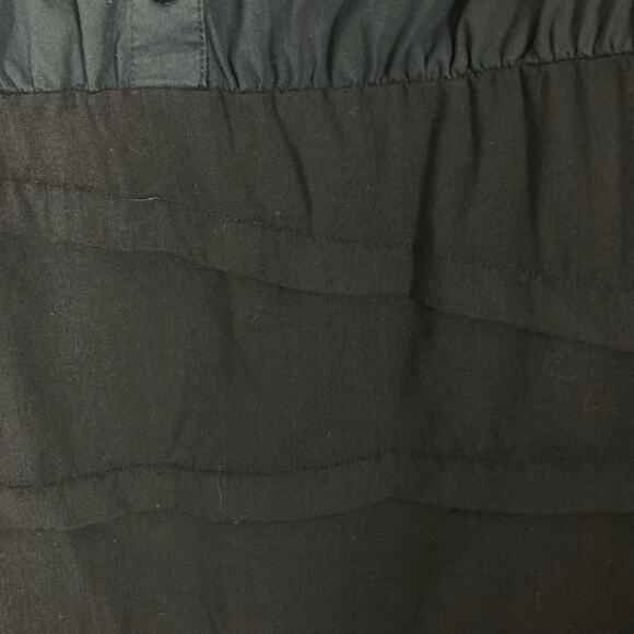 ALICE+OLIVIA Dress ~M Black Poplin Built-In-Skirt Roll-Tab-Slv Mini Knee Office - Picture 8 of 11